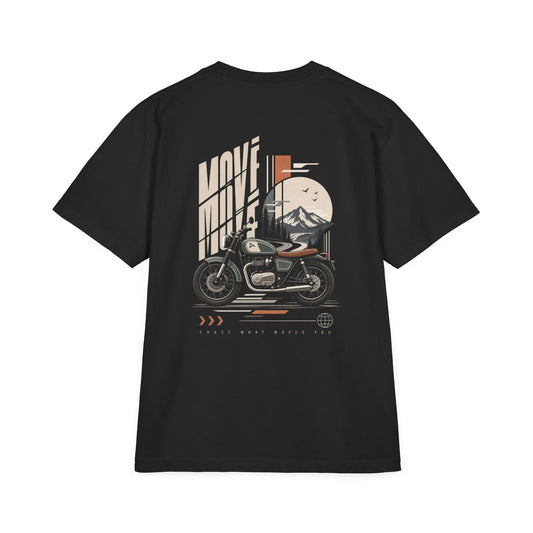 Motorcycle Mountain Tee — "Move Fast, Explore" Vintage Bike Graphic T-Shirt