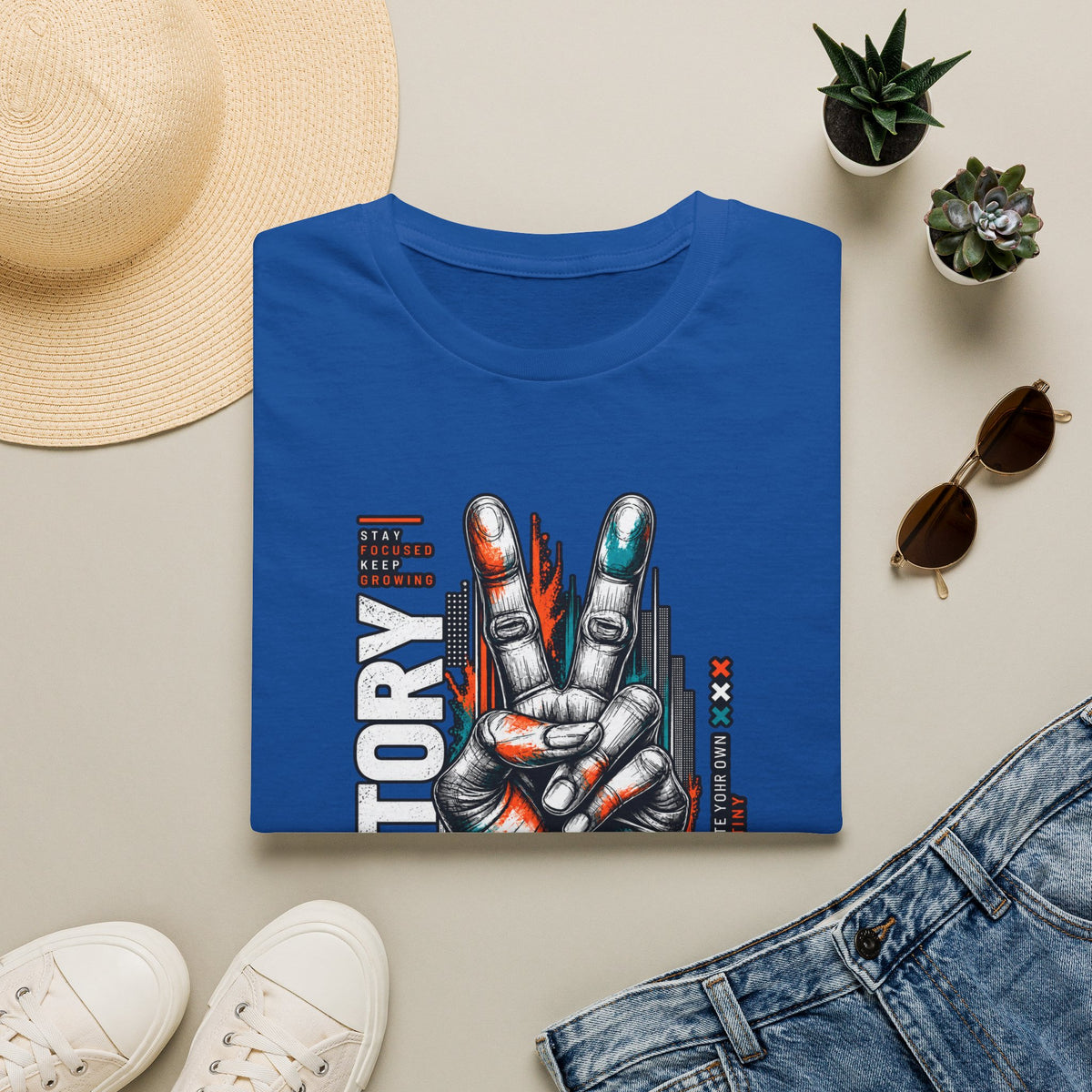 Victory Hand Peace Sign Graphic T-Shirt — Retro Rock Vibe