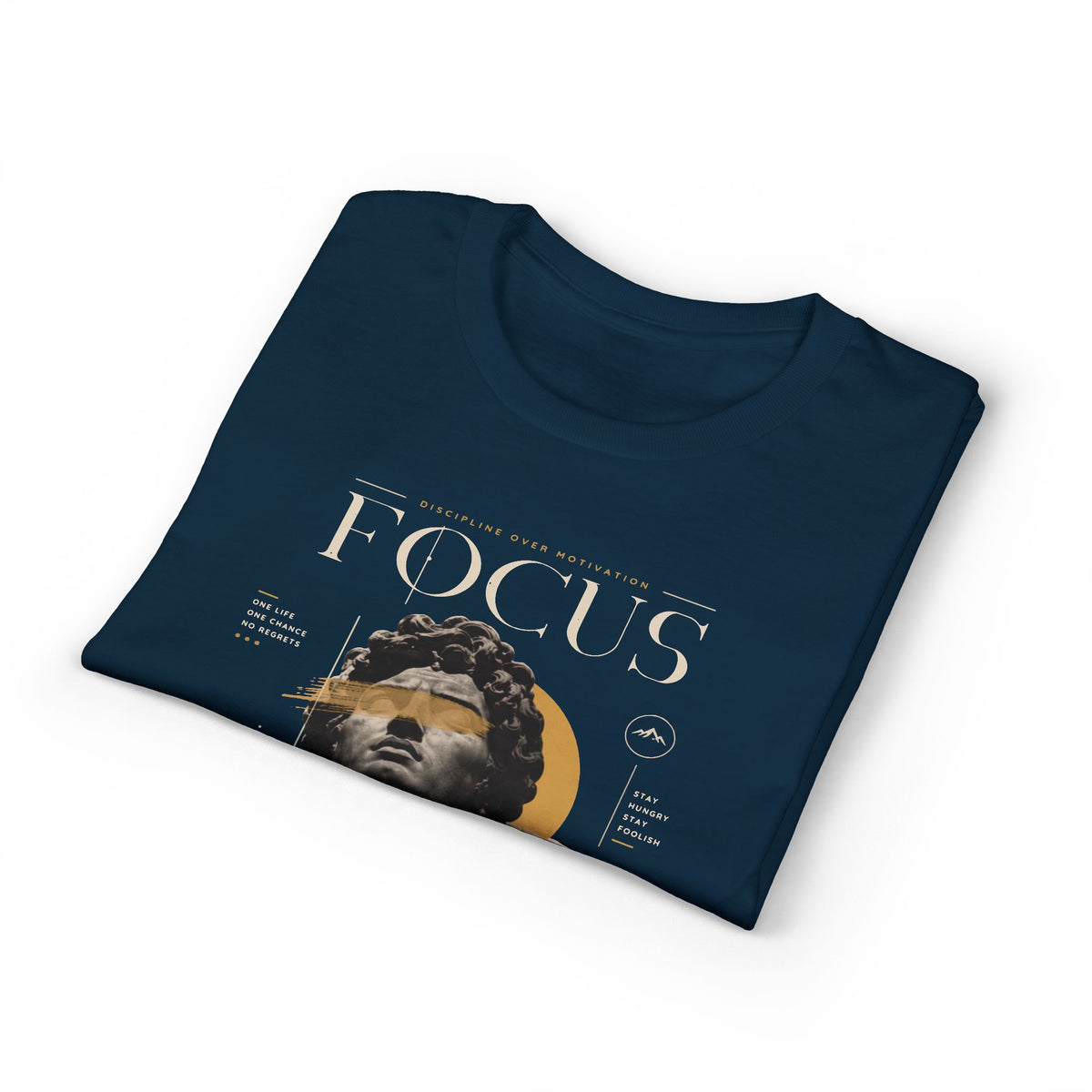Focus Statue Graphic T-Shirt — Retro Gold Collage Tee