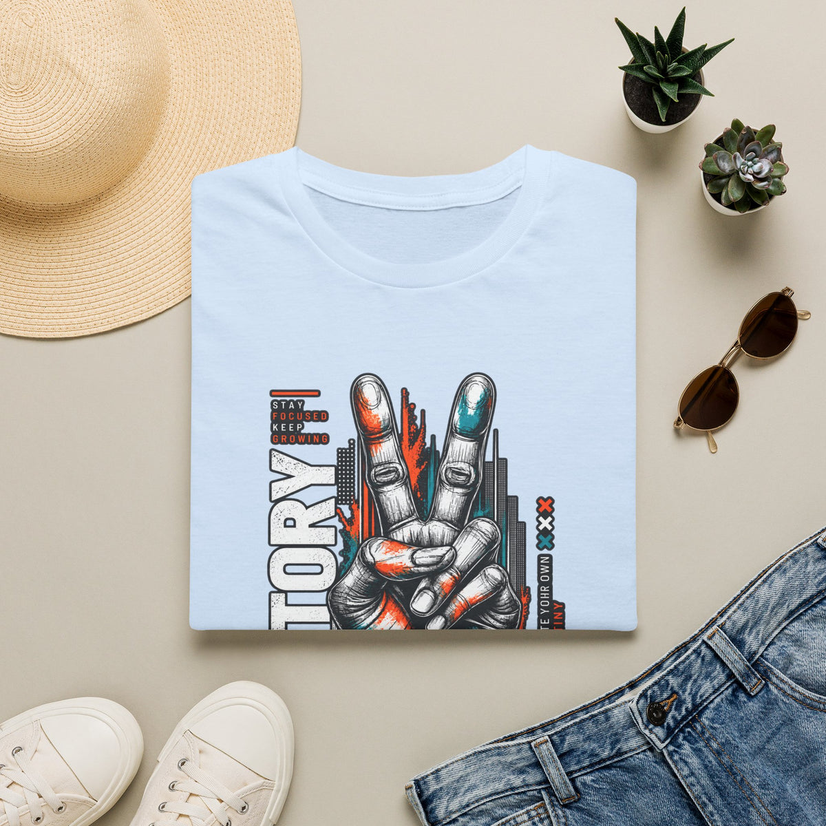 Victory Hand Peace Sign Graphic T-Shirt — Retro Rock Vibe