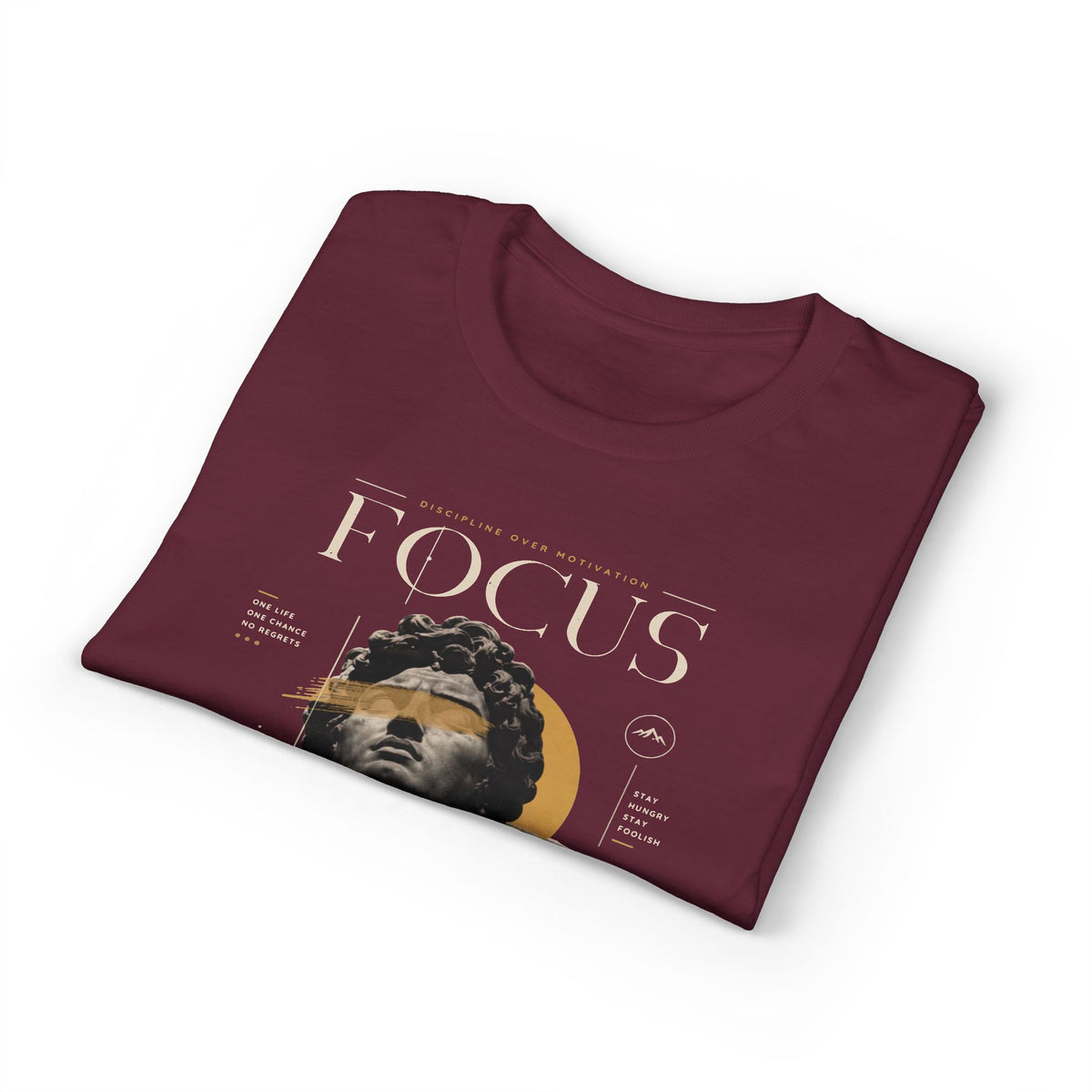 Focus Statue Graphic T-Shirt — Retro Gold Collage Tee