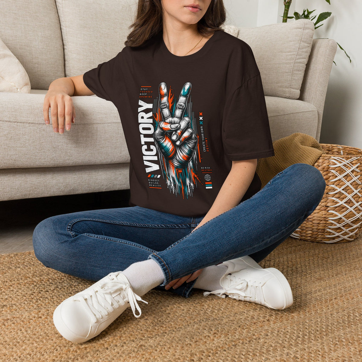 Victory Hand Peace Sign Graphic T-Shirt — Retro Rock Vibe