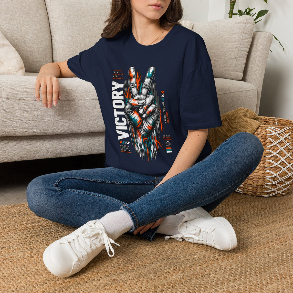Victory Hand Peace Sign Graphic T-Shirt — Retro Rock Vibe
