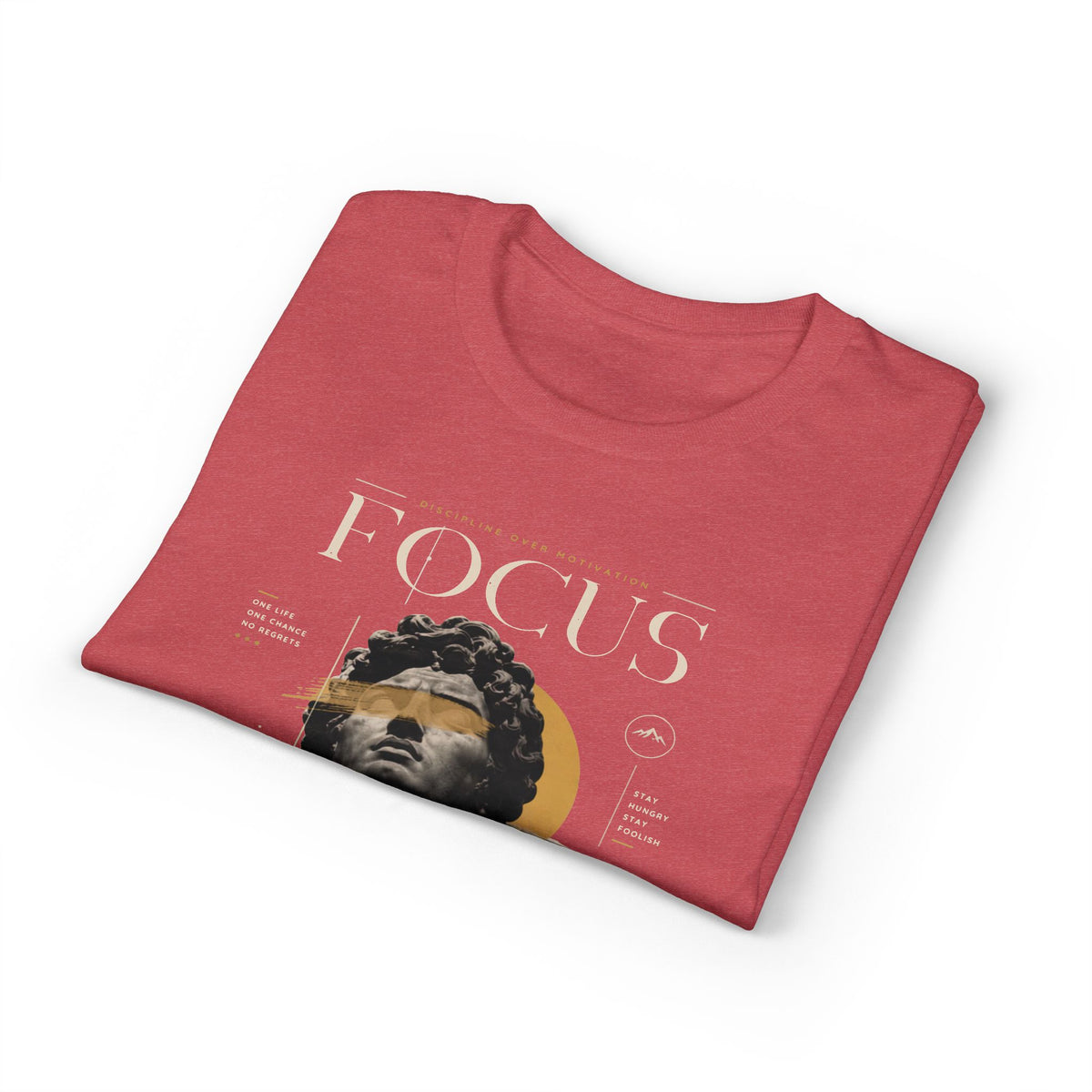 Focus Statue Graphic T-Shirt — Retro Gold Collage Tee