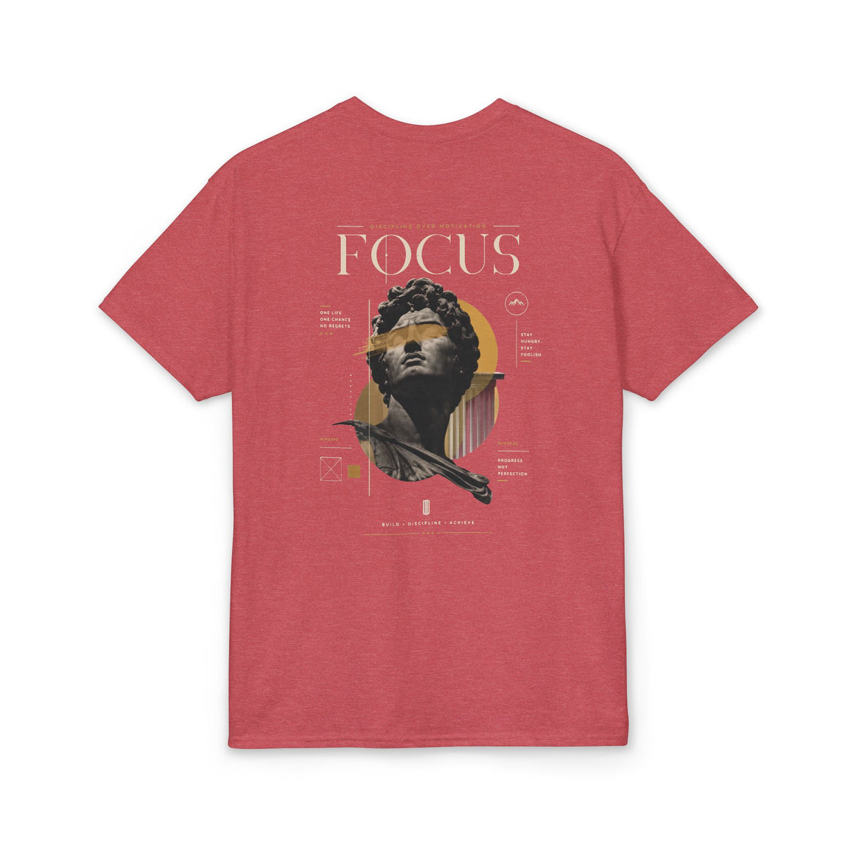 Focus Statue Graphic T-Shirt — Retro Gold Collage Tee