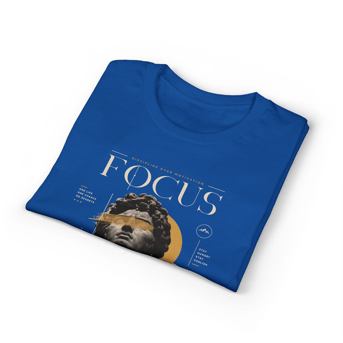 Focus Statue Graphic T-Shirt — Retro Gold Collage Tee