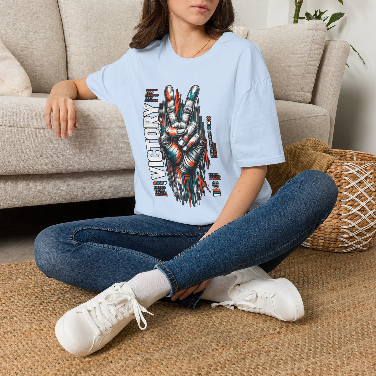 Victory Hand Peace Sign Graphic T-Shirt — Retro Rock Vibe