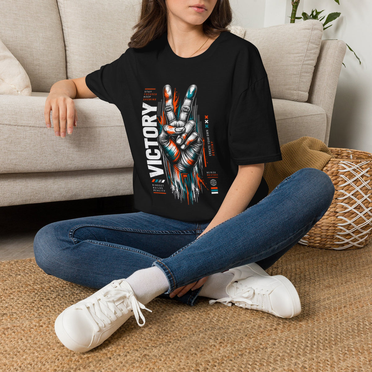 Victory Hand Peace Sign Graphic T-Shirt — Retro Rock Vibe