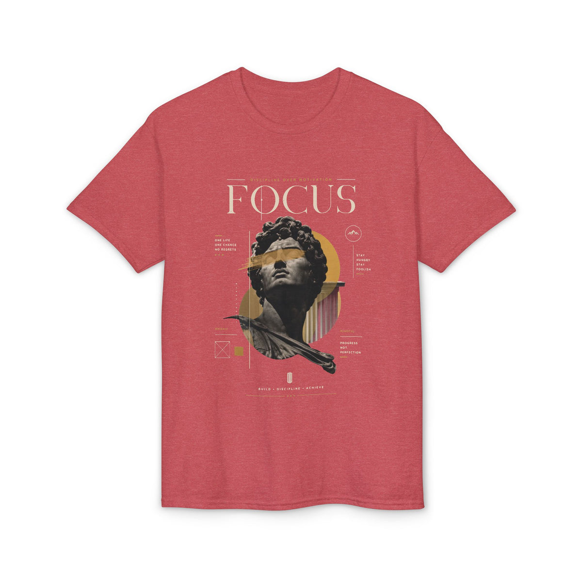 Focus Statue Graphic T-Shirt — Retro Gold Collage Tee