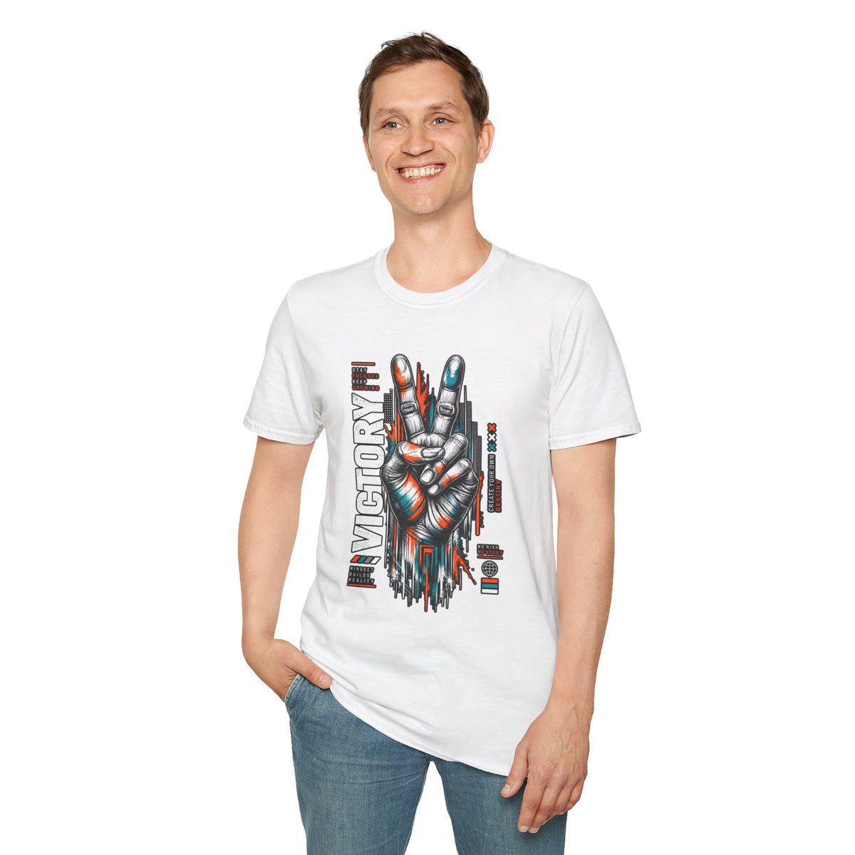 Victory Hand Peace Sign Graphic T-Shirt — Retro Rock Vibe