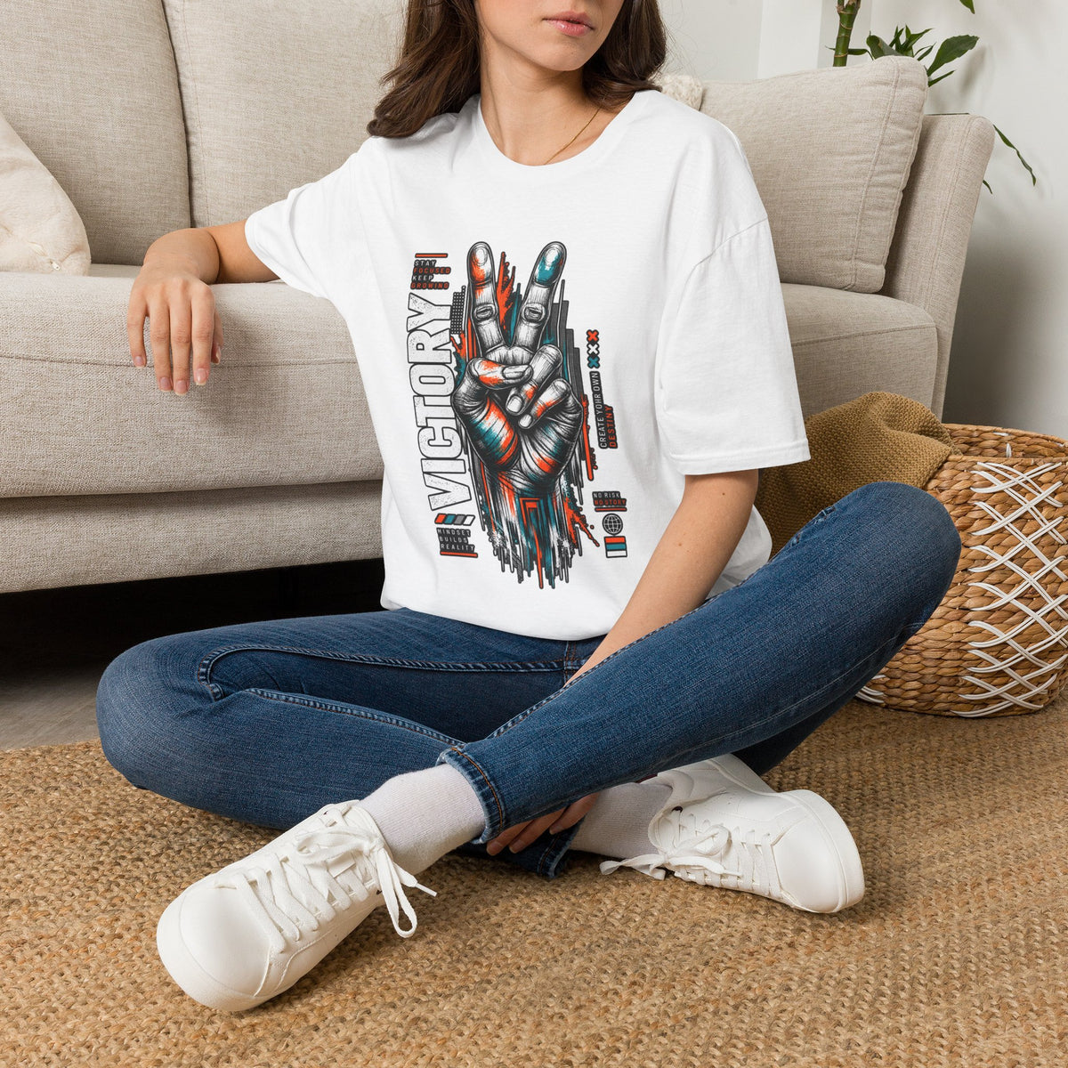 Victory Hand Peace Sign Graphic T-Shirt — Retro Rock Vibe