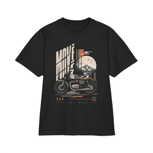 Motorcycle Mountain Tee — "Move Fast, Explore" Vintage Bike Graphic T-Shirt